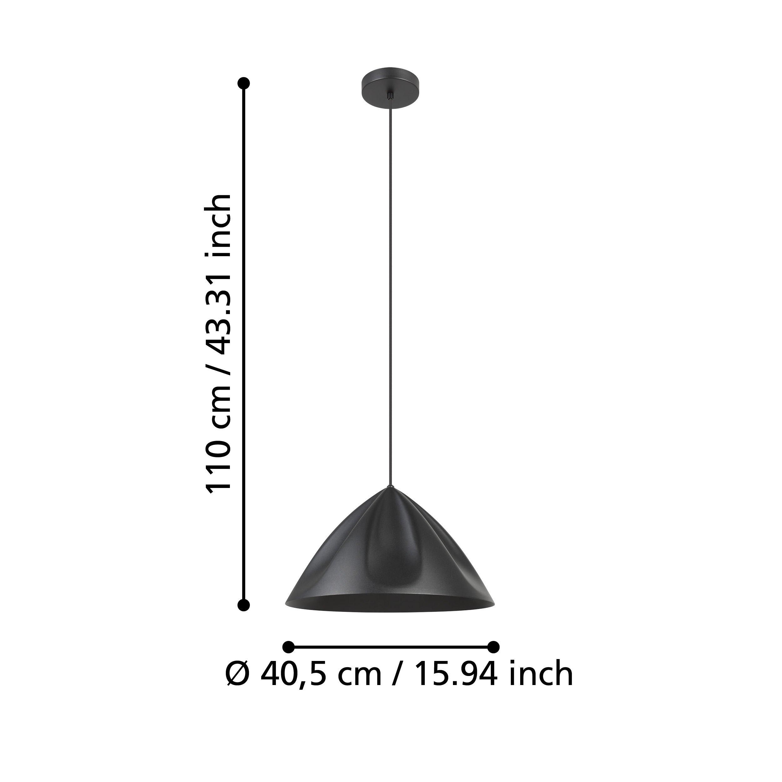 Suspension métal noir PODERE E27 1X40W