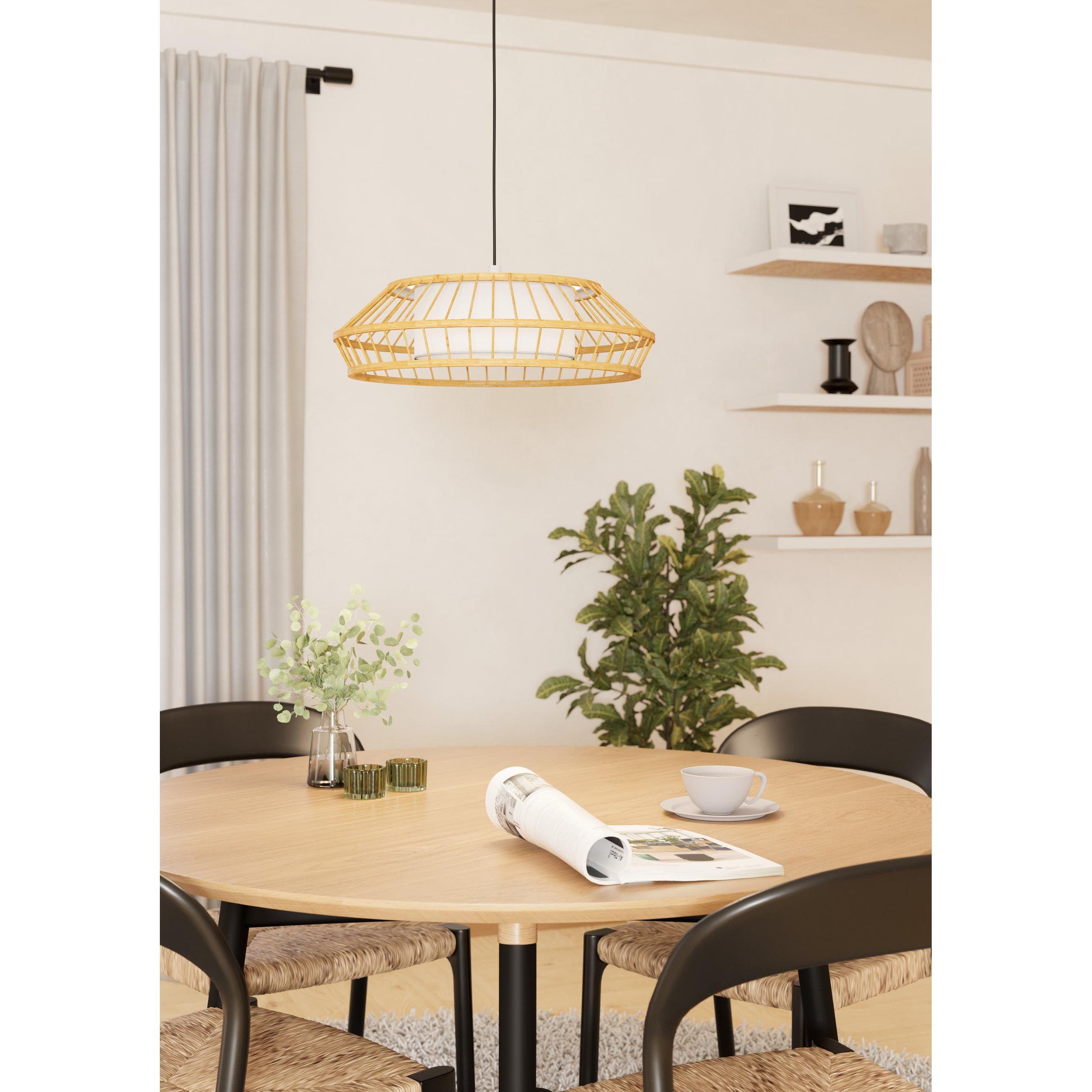 Suspension dimmable LED YUKU-Z en bois naturel D46,5cm