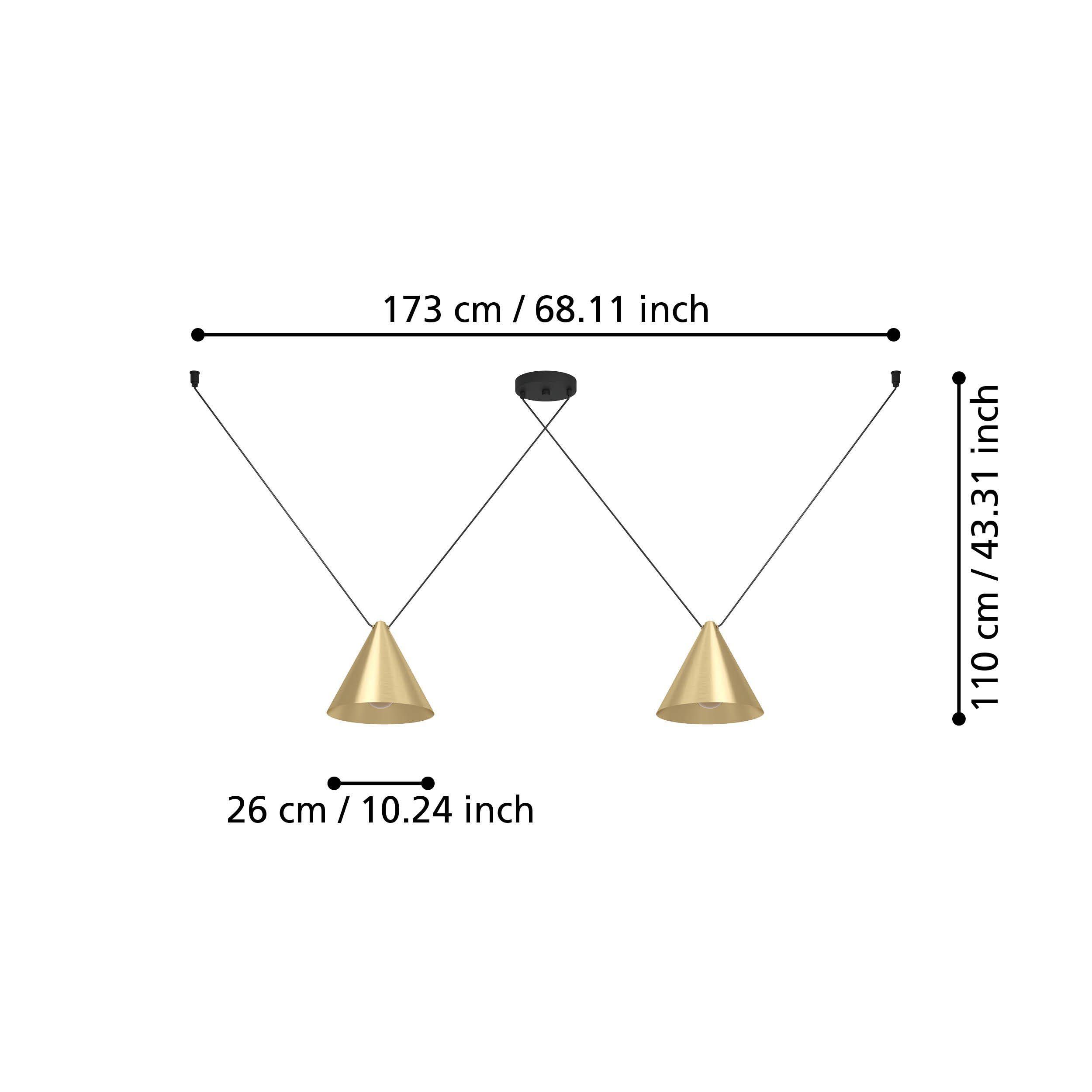 Suspension métal laiton NARICES 1 E27 2X40W