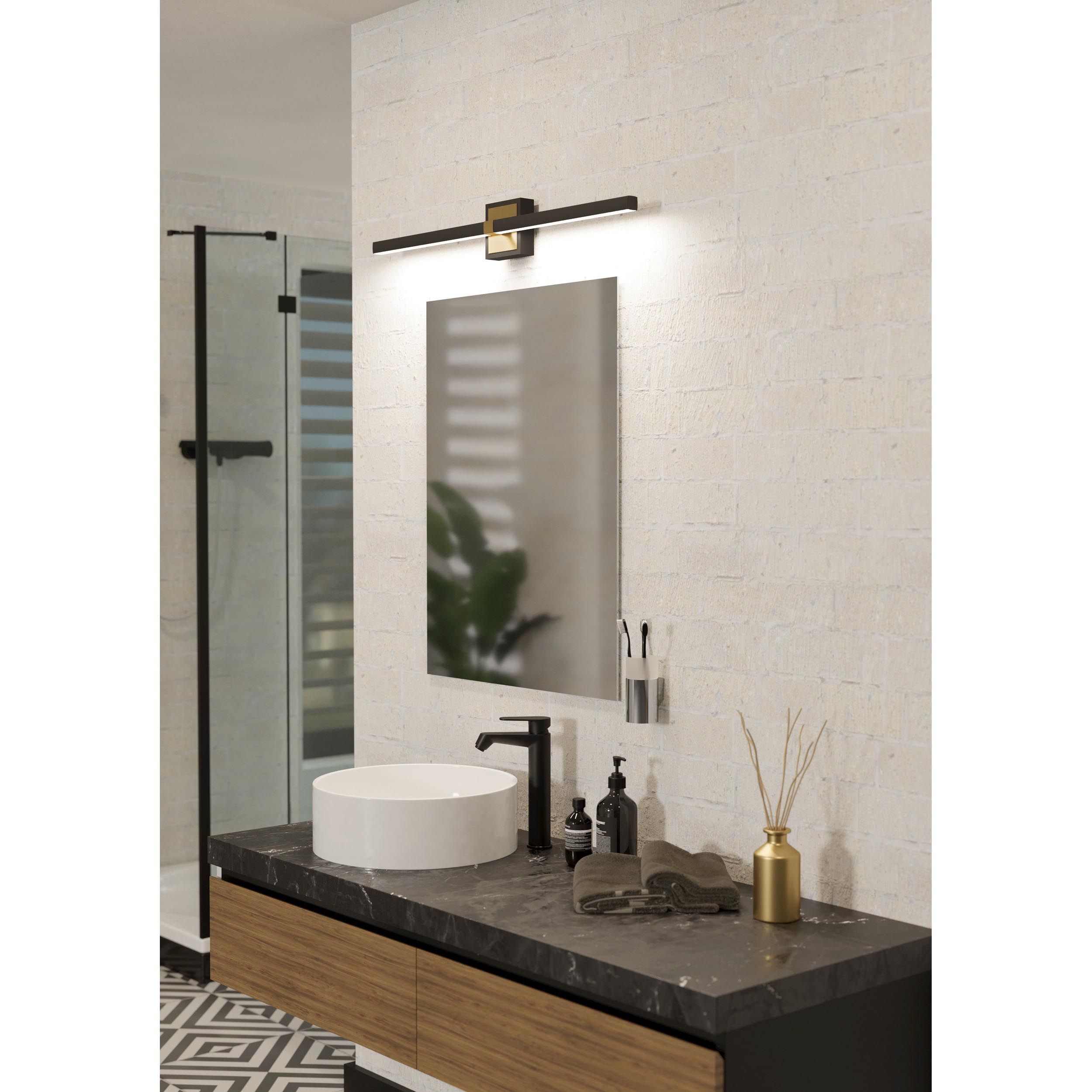 Applique salle de bain en métal noir PEGUERA LED INT 1X17,5W