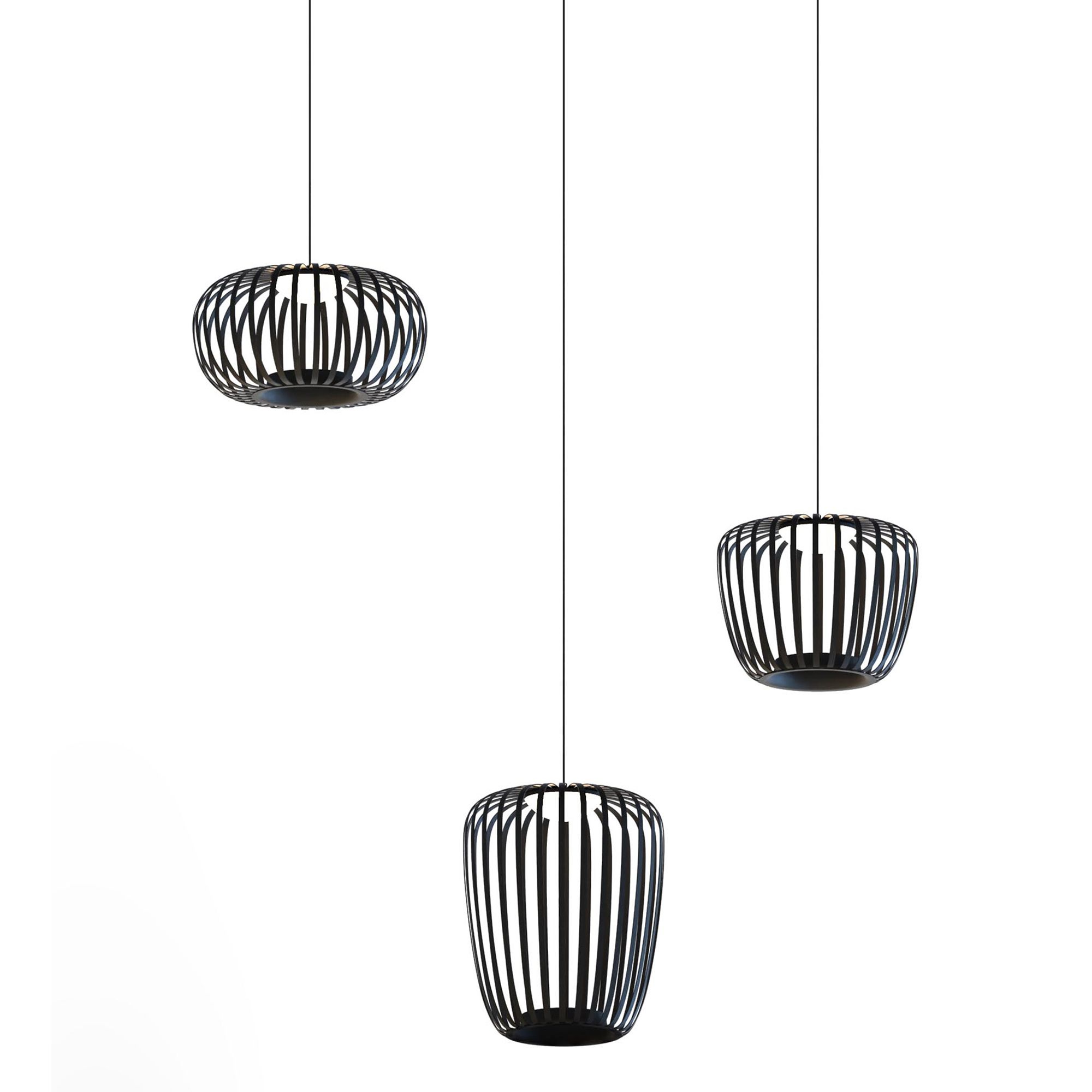 Suspension LED dimmable CUPPICCIA noir L110cm