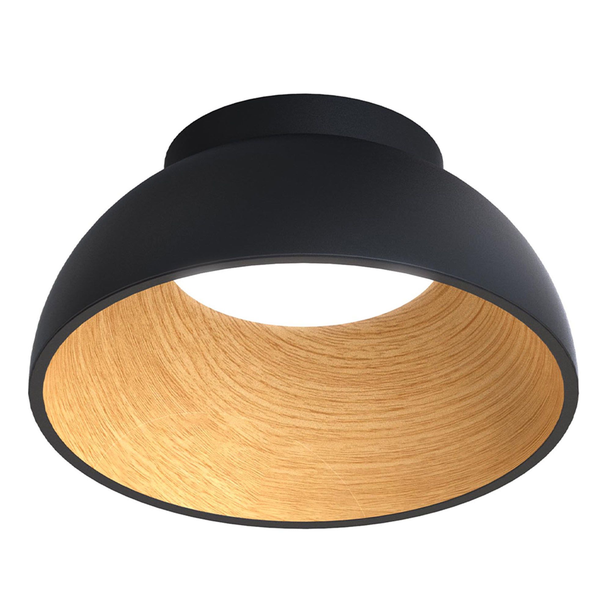 Plafonnier LED dimmable TABLADILLO noir/bois Ø35cm