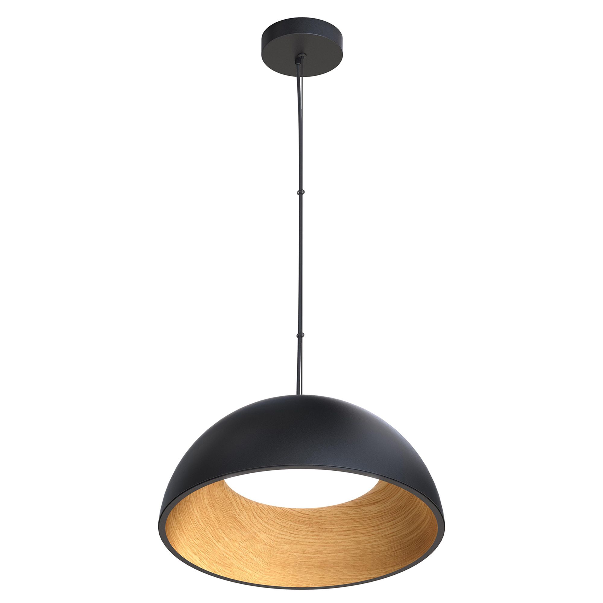 Suspension LED dimmable TABLADILLO noir/bois Ø50cm