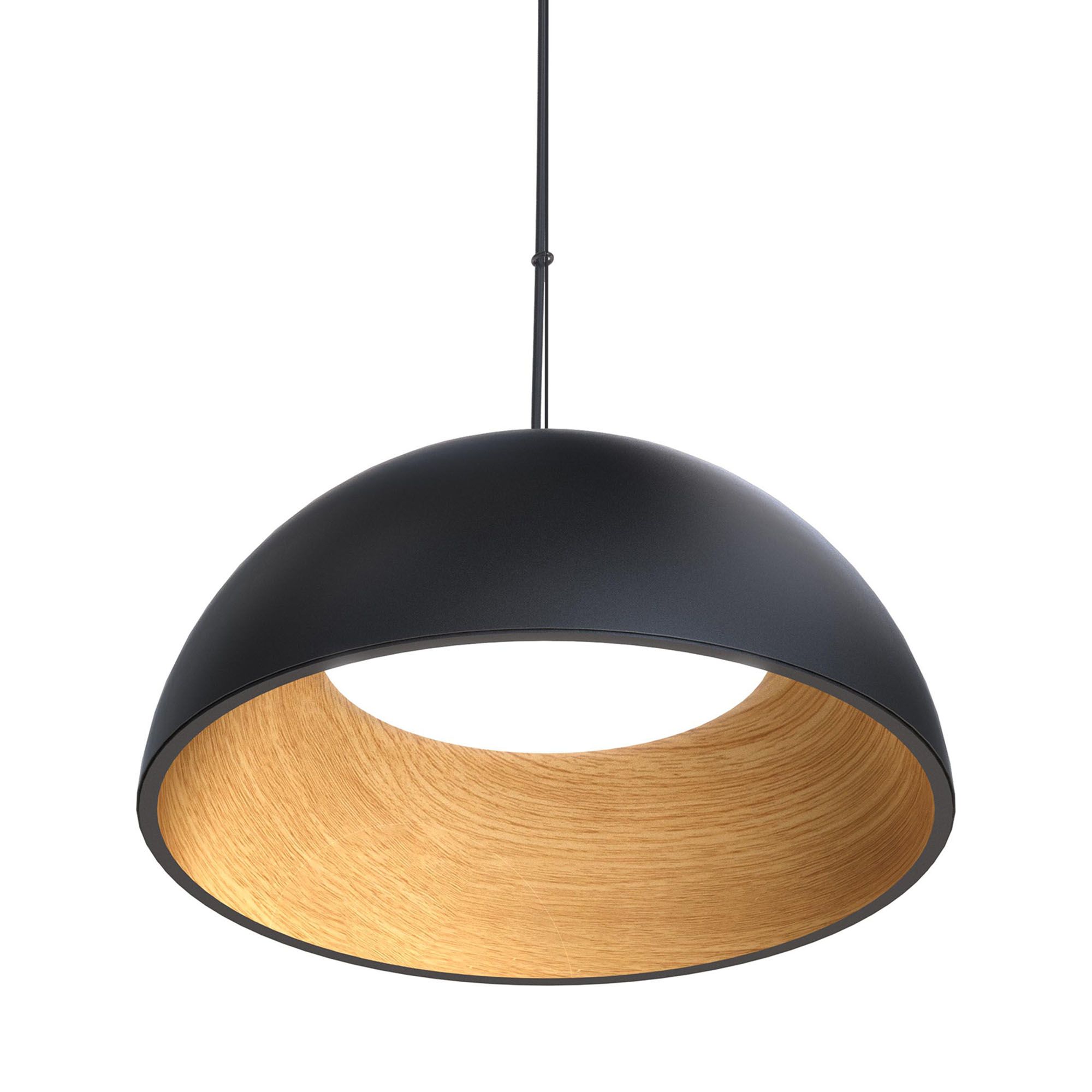 Suspension LED dimmable TABLADILLO noir/ bois  Ø50cm