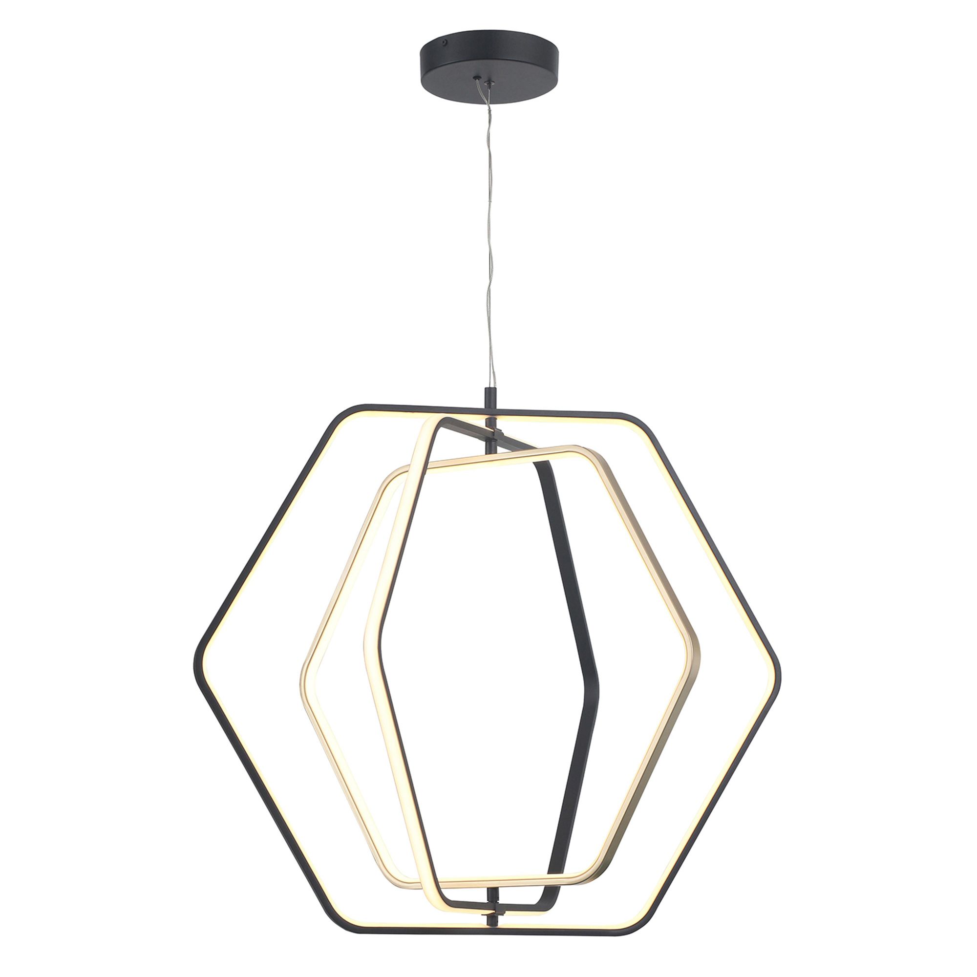 Suspension LED dimmable WOF noir/doré Ø76cm