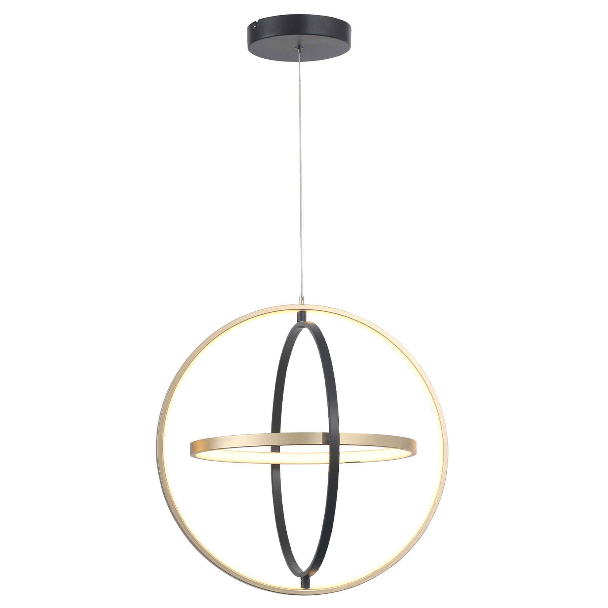 Suspension LED dimmable WOF noir/doré Ø50cm