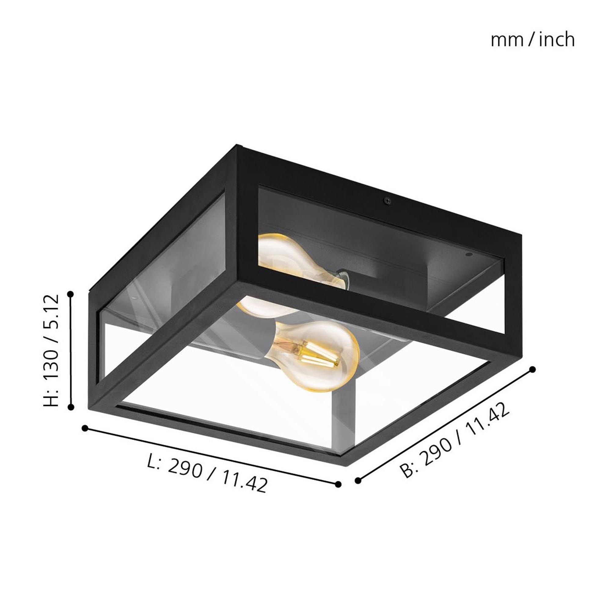 Applique extérieure en métal noir ALAMONTE 1 E27 2X60W