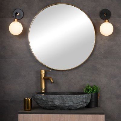 Applique de miroir de salle de bain vintage noire avec 3 lumières